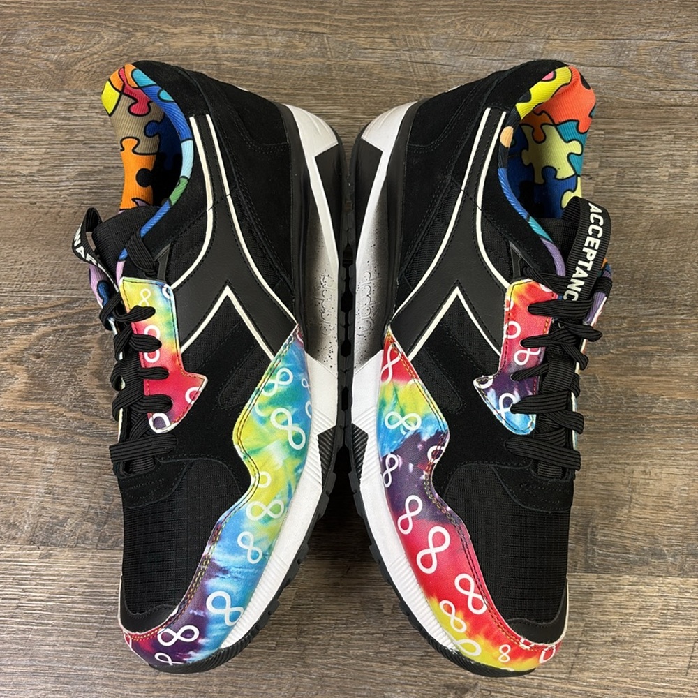 Diadora N9000 Autism Awareness Multicolor Sneakers Black Men’s Size 12 - Picture 5 of 8